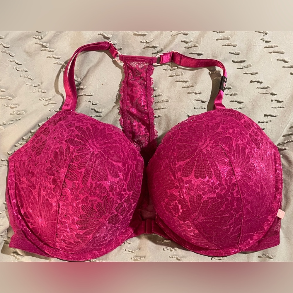 Victoria's Secret Fuchsia Lace Racerback Push-Up Bra